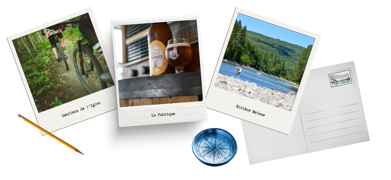 Vélo de montagne, micro brasserie, pêche sur la rivière Matane