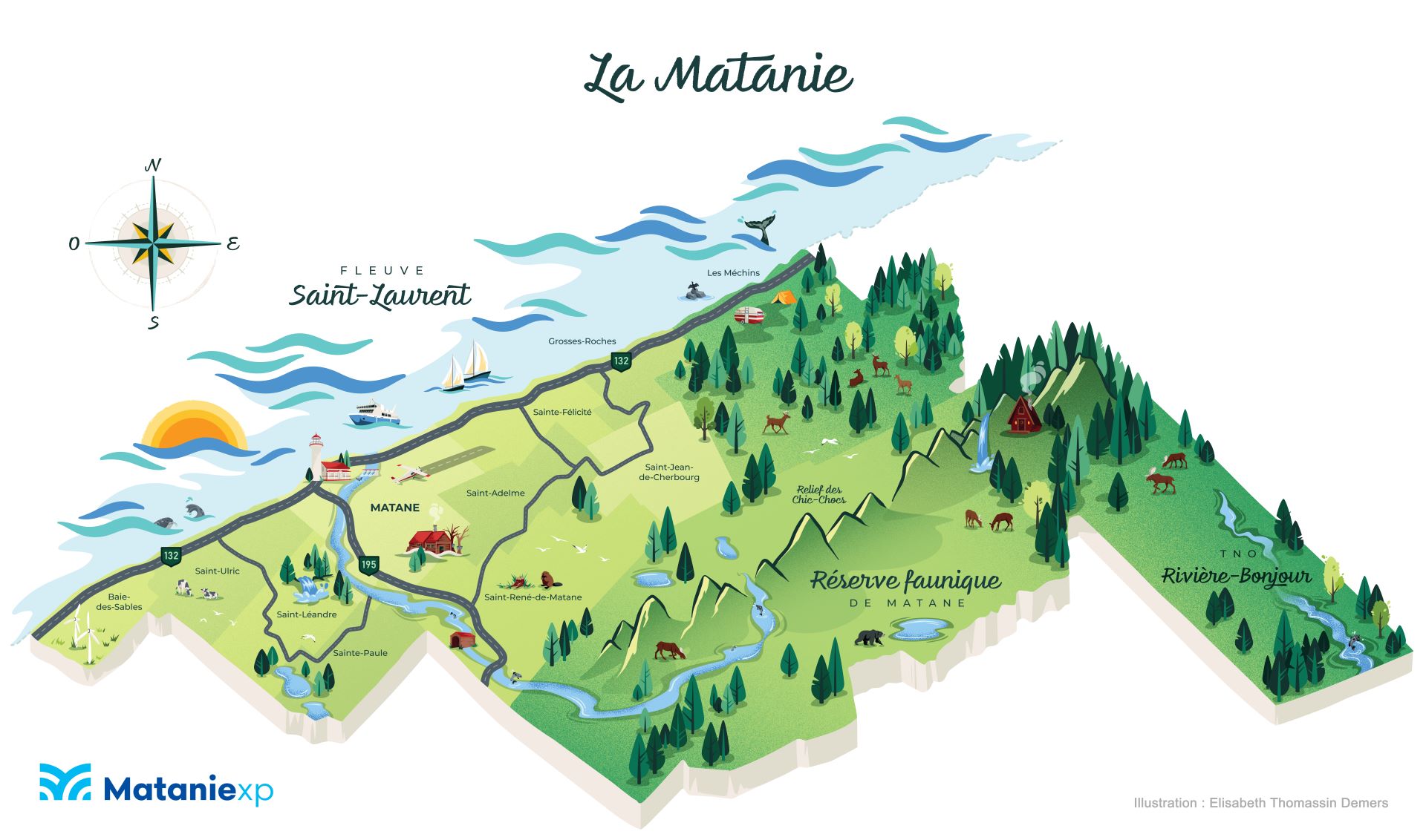 Carte illustrée de La Matanie