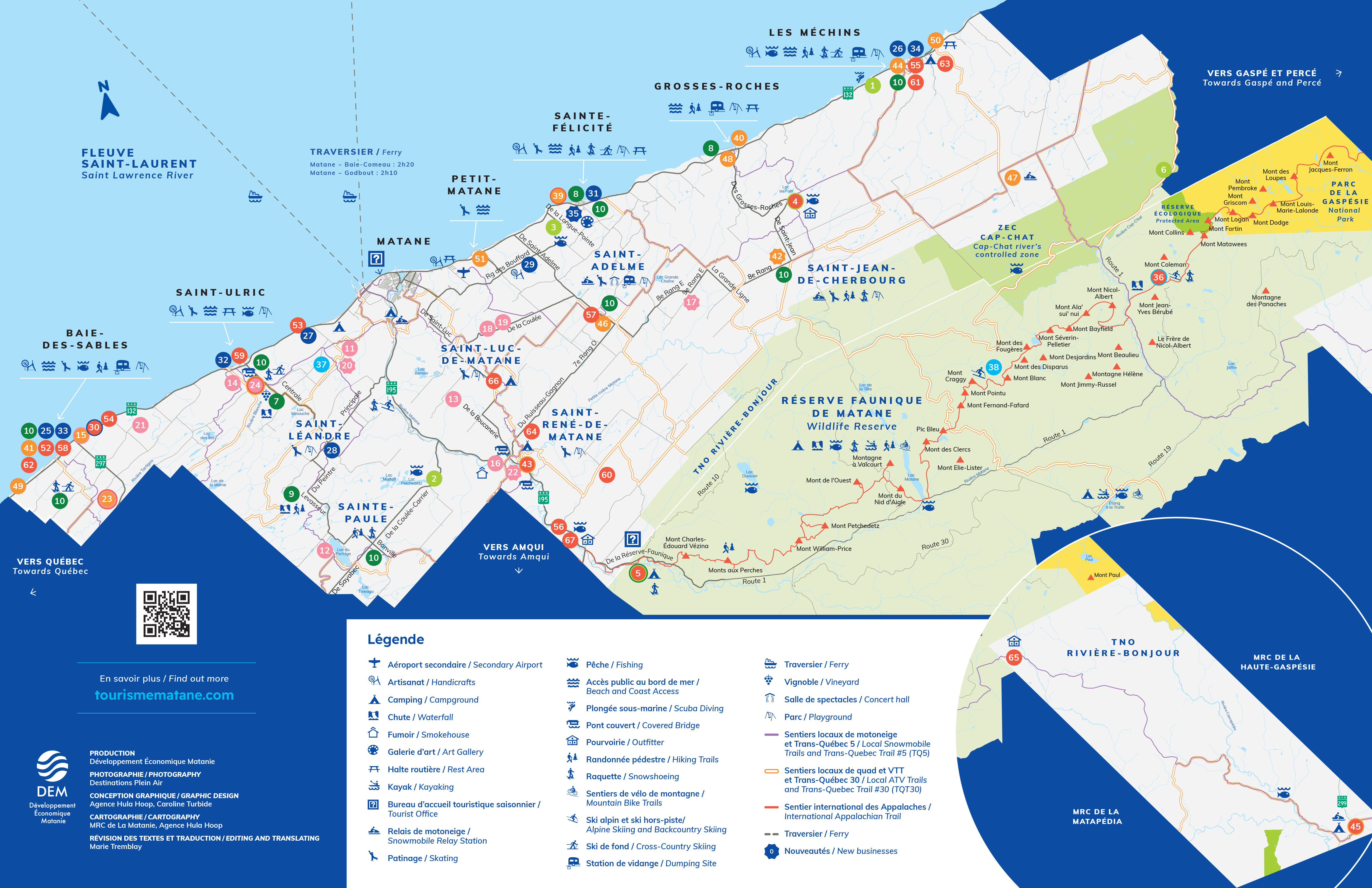 Carte touristique de La Matanie 2023