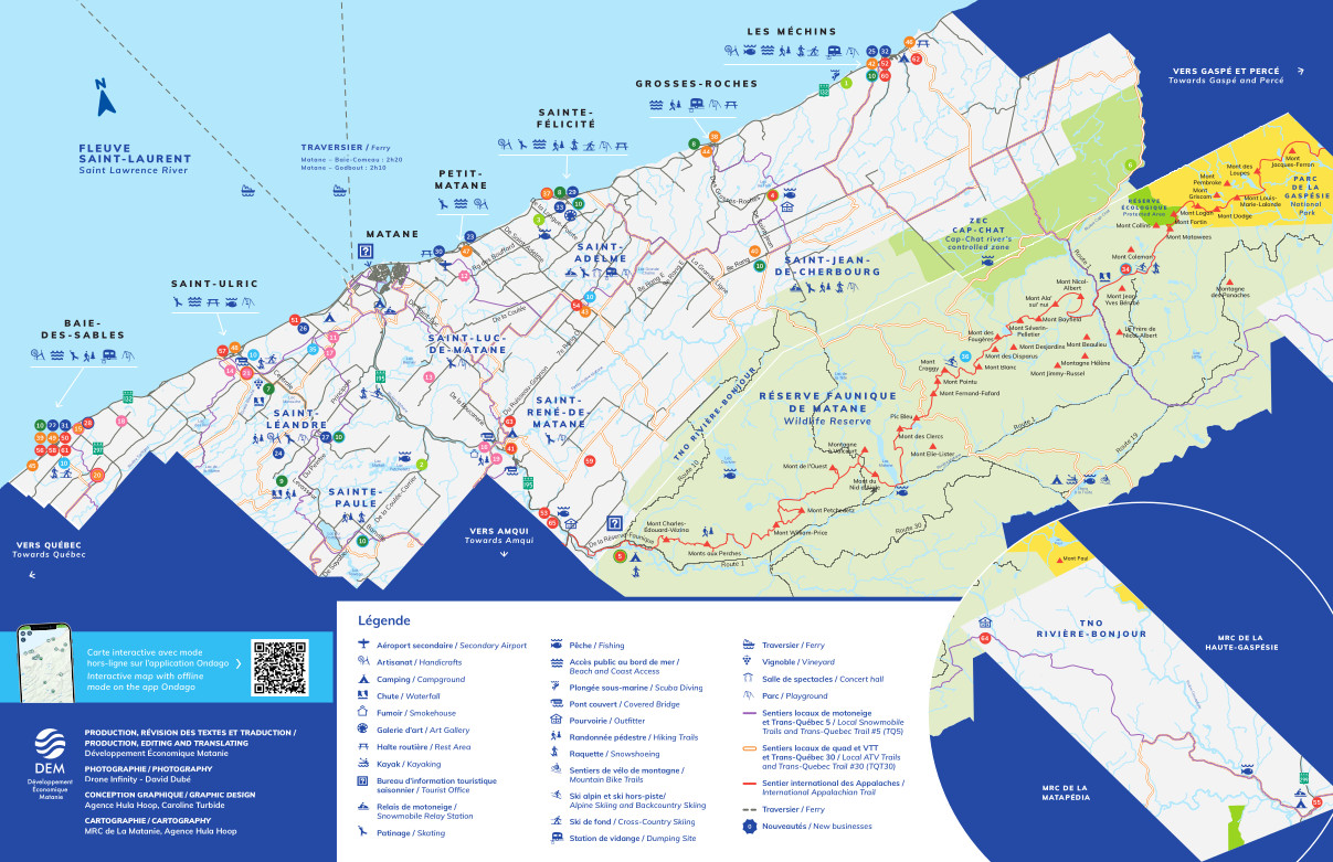 Carte touristique de La Matanie 2025